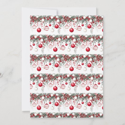Feestelijke Rood Witte Sierbollen Kerstfeest Feest Kaart (Achterkant)