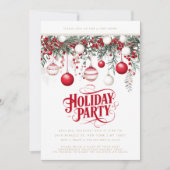 Feestelijke Rood Witte Sierbollen Kerstfeest Verja Kaart (Voorkant)