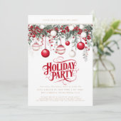 Feestelijke Rood Witte Sierbollen Kerstfeest Verja Kaart (Staand voorkant)