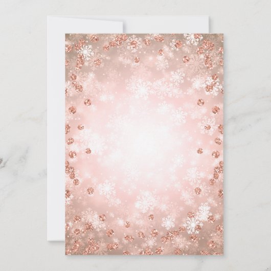 Feestelijke Roos Gouden Glitter Elegante Winterbru Kaart (Achterkant)