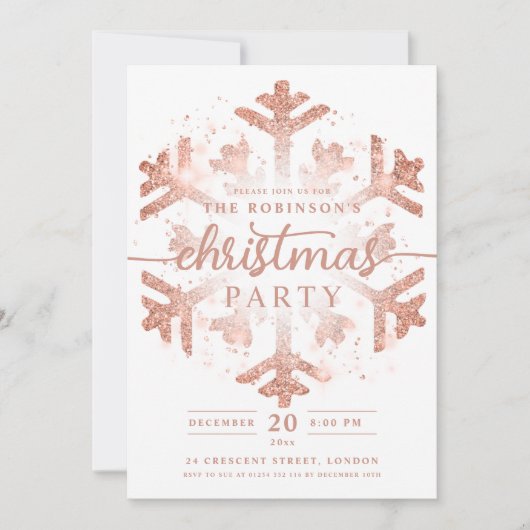 Feestelijke Roos Gouden Winter Sneeuwvlok Kerst Kaart (Voorkant)