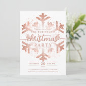 Feestelijke Roos Gouden Winter Sneeuwvlok Kerst Kaart (Staand voorkant)