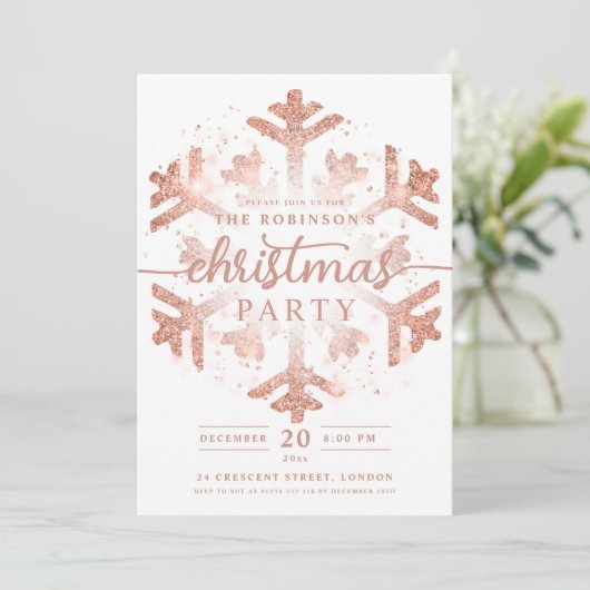 Feestelijke Roos Gouden Winter Sneeuwvlok Kerst Kaart (Staand voorkant)