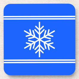 Feestelijke Royal Blue White Racing Stripes Snowfl Bier Onderzetter