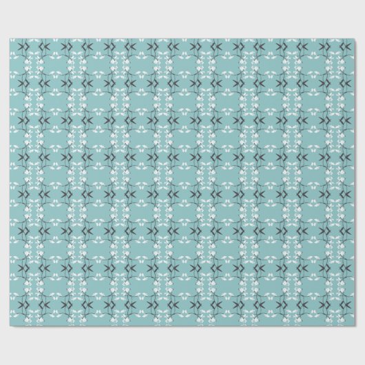 Feestelijke Royal Botanical Sky Blue Cadeaupapier (Vlak)