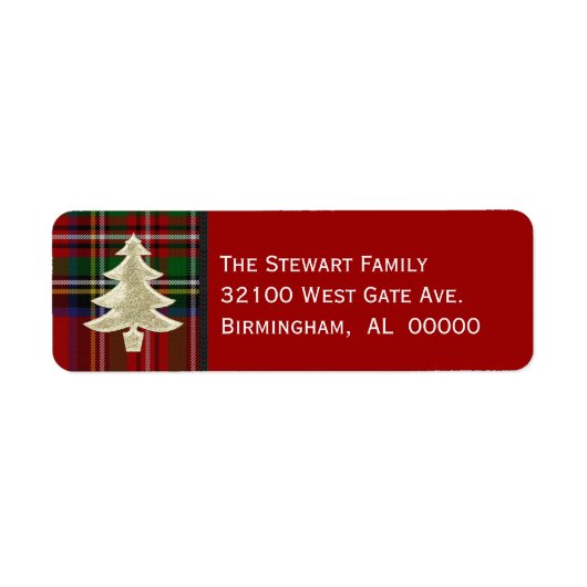 Feestelijke Royal Stewart Plaid Kerstlabels Etiket (Voorkant)