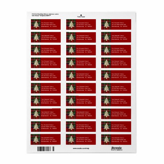 Feestelijke Royal Stewart Plaid Kerstlabels Etiket (Full Sheet)