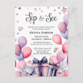 Feestelijke Roze Blauwe Ballon Welkom Baby SIP EN Uitnodiging Briefkaart (Voorkant)