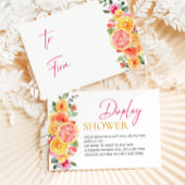 Feestelijke Roze Bloemen Citrus Bruids Display Dou Informatiekaartje