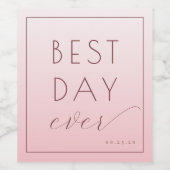 Feestelijke Roze Calligrafie Wijn Etiket (Enkel label)