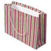 Feestelijke Roze Candy Strepen Cadeautas (Achterkant Gekanteld)