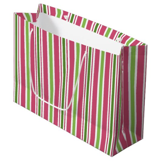 Feestelijke Roze Candy Strepen Cadeautas (Voorkant Gekanteld)