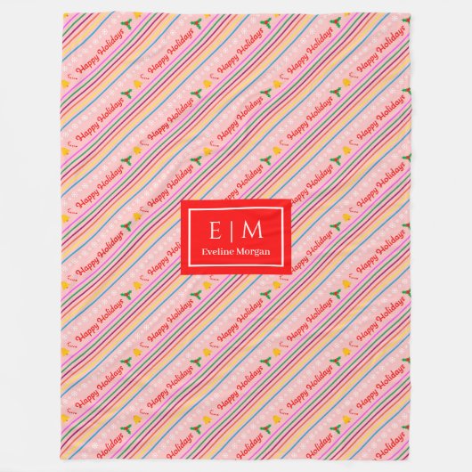 Feestelijke roze deken met kerstbelettering (Voorkant)