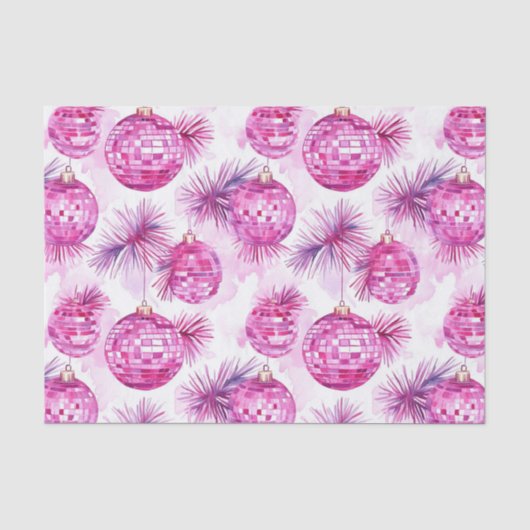 Feestelijke Roze Disco Balls Patroon Tissuepapier (Voorkant)