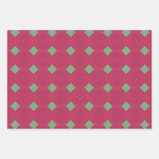 Feestelijke roze en groene levendige geometrische inpakpapier vel (Voorkant)