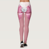 Feestelijke Roze Glitter Hart Sneeuwvlok Tights Leggings (Achterkant)