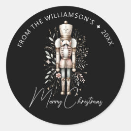 Feestelijke Roze Gouden Notenkraker Kerst Donker Ronde Sticker