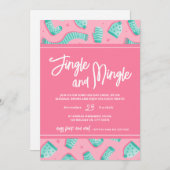 Feestelijke Roze Jingle Mingle Feestje Feestdagenkaart (Voorkant / Achterkant)