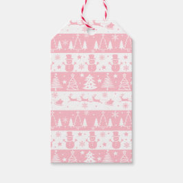 Feestelijke Roze Kerst Cadeaulabel