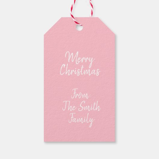 Feestelijke Roze Kerst Cadeaulabel (Achterkant)