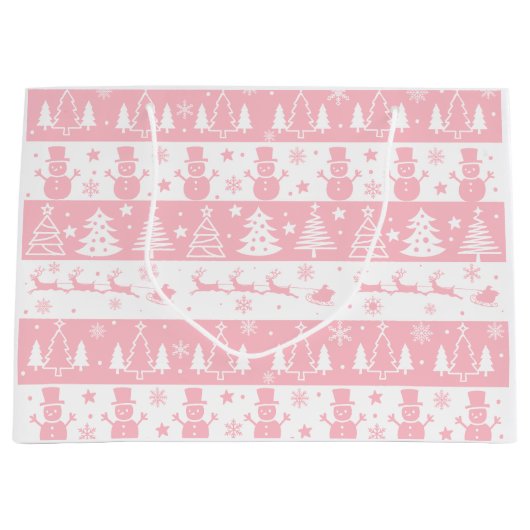 Feestelijke Roze Kerst Groot Cadeauzakje (Voorkant)