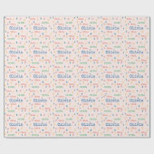 Feestelijke Roze Kerst Herhalende Naam Gepersonali Cadeaupapier (Vlak)