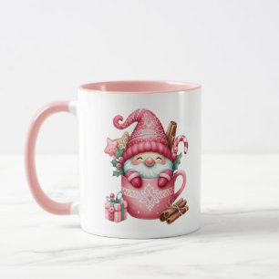 Feestelijke roze kerst kabouters toevoegen monogra mok
