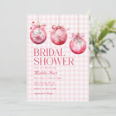 Feestelijke Roze Kerst Ornament Vrijgezellenfeest Kaart (Staand voorkant)