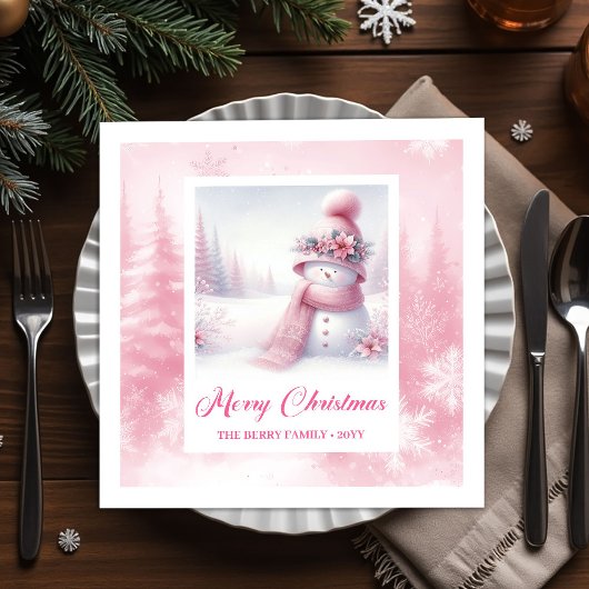 Feestelijke Roze Kerst Scene Servetten Kinderfeest