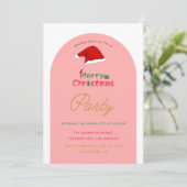 Feestelijke roze kerstfeest uitnodiging (Staand voorkant)