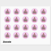 Feestelijke roze Kerstmis aanpasbare notenkraker Ronde Sticker (Vel)