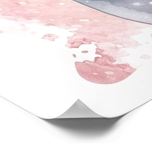 Feestelijke roze Kerstmis sneeuw vrouw Poster (Hoek)