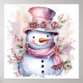 Feestelijke roze Kerstmis sneeuw vrouw Poster (Voorkant)