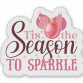 Feestelijke Roze Kerststickers Sticker (Voorkant)