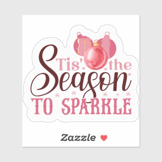 Feestelijke Roze Kerststickers Sticker (Vel)