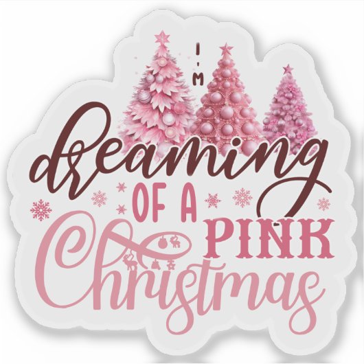 Feestelijke Roze Kerstvreugde Sticker (Voorkant)