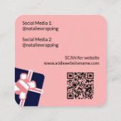 Feestelijke Roze Moderne Professionele Gift Wrap S Vierkante Visitekaartje (Achterkant)