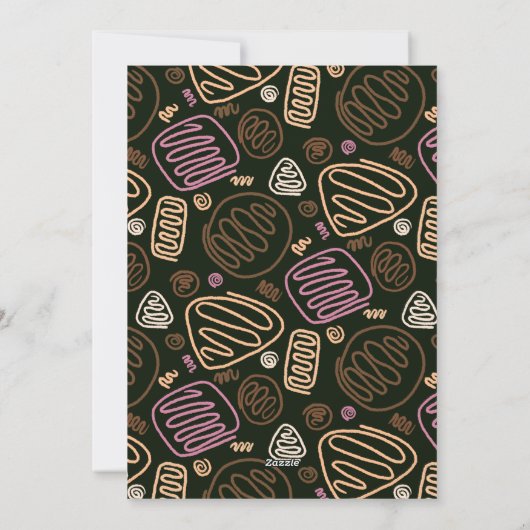 Feestelijke roze one line art Kerst familie foto Feestdagenkaart (Achterkant)