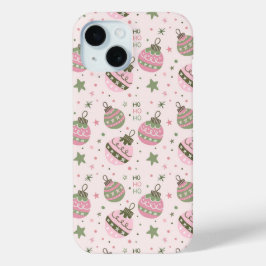 Feestelijke Roze Ornament Telefoonhoes iPhone 15 Case