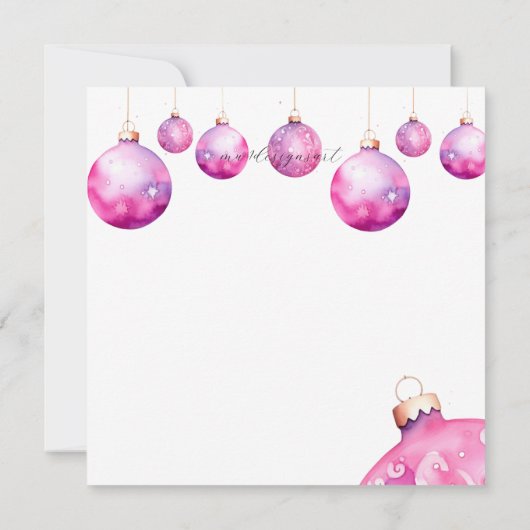 Feestelijke Roze Ornamenten Dames Kerstbrunch Kaart (Achterkant)