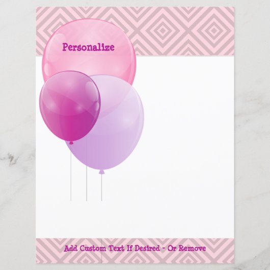 Feestelijke roze Paarse ballonnen personaliseren (Voorkant)