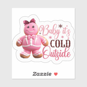 Feestelijke roze peperkoek man verspreidt juichen sticker