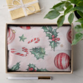 Feestelijke roze rode vintage kerst tissuepapier (Geschenk)