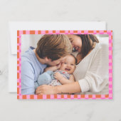 Feestelijke Roze Sinaasappel Checkerboard Border 2 Feestdagenkaart (Achterkant)