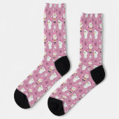 Feestelijke roze sneeuwman sokken (Links)