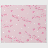 Feestelijke Roze Vrolijk Kerstfeest Cadeaupapier (Vlak)