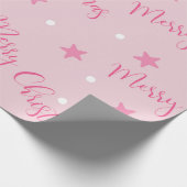 Feestelijke Roze Vrolijk Kerstfeest Cadeaupapier (Hoek)