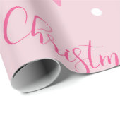 Feestelijke Roze Vrolijk Kerstfeest Cadeaupapier (Rol Hoek)