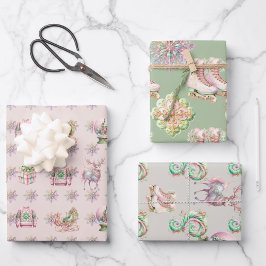 Feestelijke roze winter wonderland kerst inpakpapier vel