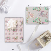 Feestelijke roze winter wonderland kerst inpakpapier vel